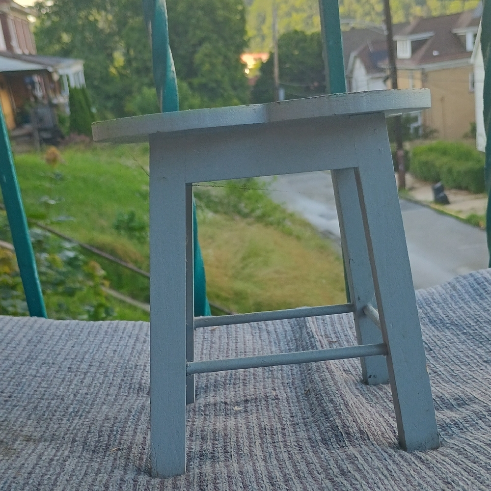 Light Blue Wooden Stool